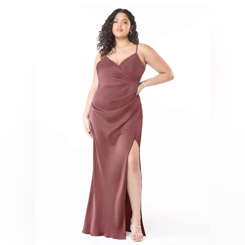 Azazie Mauve Satin Maxi Dress